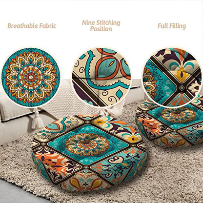 Velvet Meditation Cushion, Boho Floor Pillow, 22'' X 22'' - color: 03.mandala Meditation Cushion-2, size: 22x22 inch round