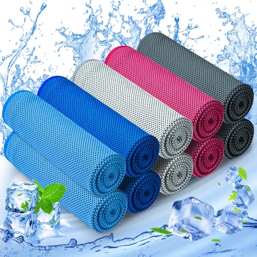 MENOLY 10 Pack Cooling Towels, Sweat Towels Cooling Towels for Neck and Face, Microfiber Towel Soft Breathable Towel for Gym, Yoga, Camping, Running, Fitness, Workout & More Activities(32"x12") - size: 10 Pack (Classic Color)