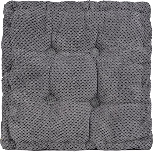 ChezMax Floor Pillow & Cushion, Large Meditation Chair Cushions, Thick Square Seat Pad, Soft Velvet Tufted Seating Pouf for Indoor/Outdoor Yoga Bench Rocking Chair Room Tatami Sofa, Grey 20" x 20" - color: Grey L