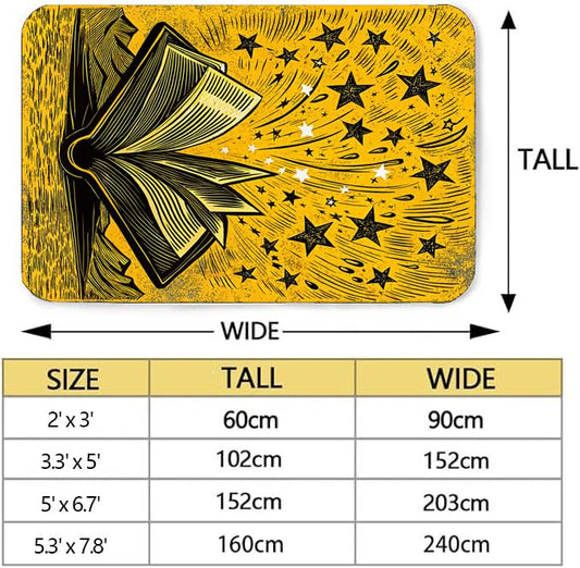 LUCKY&DONG Books and Stars Non Slip Area Rug for Living Dinning Room Bedroom Kitchen Hallway Office Modern Home Decorative 2'x3' - color: Book 3, size: 2'x3'