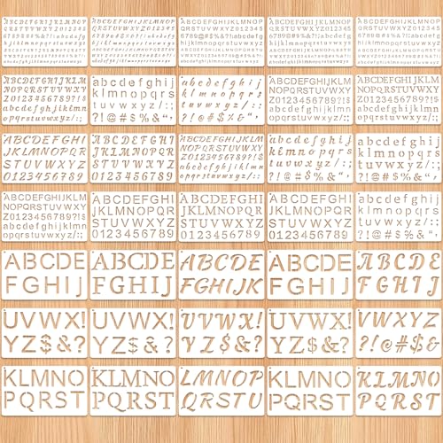1/3, 1/2, 3/4, 1, 2 Inch Letter Stencils for Painting 35 Pack Small Letter Stencils Reusable Plastic Alphabet and Number Stencil Drawing Templates kit for Crafts Art Projects Scrapbook Wood - color: Aa-white