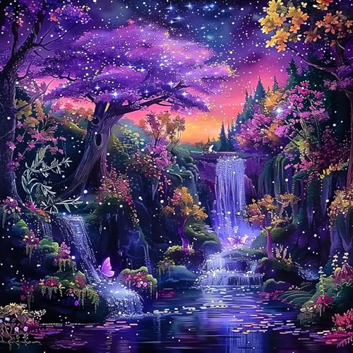 Waterfall Landscape Diamond Art Kits for Adults, DIY Diamond Painting Kits | Diamond Dot for Adults, Small Dimond Art Paintings, Full Drill Gem Painting, Crafts for Adults, Home Wall Decor (14x14inch) - color: QY154