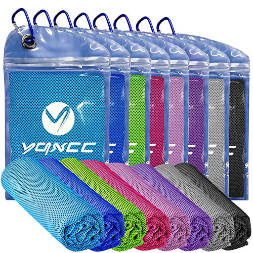 YQXCC 8팩 쿨링 타월 (119.4cm x 30.5cm(47 x 12인치)), 목과 얼굴용 아이스 쿨 타월 - color: 8가지 다양한 색상