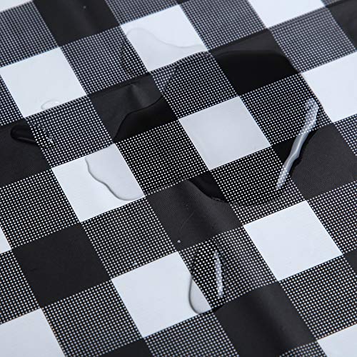 Eleclassi Black Gingham Checkered 12 Pack Premium Disposable Plastic Tablecloth 54 x 108 in - Party Plastic Table Cloth Disposable Tablecloth for Rectangle Tables Up to 8 Ft - Plastic Table Cover - color: Black Checkered, size: 12 Pack Rectangle