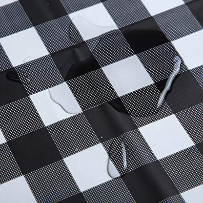 Eleclassi Black Gingham Checkered 12 Pack Premium Disposable Plastic Tablecloth 54 x 108 in - Party Plastic Table Cloth Disposable Tablecloth for Rectangle Tables Up to 8 Ft - Plastic Table Cover - color: Black Checkered, size: 12 Pack Rectangle