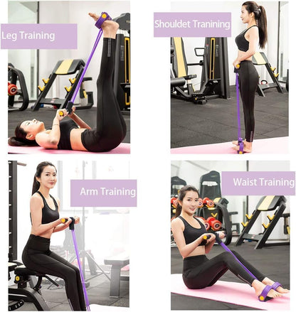 Multifunction Tension Rope, 6-Tube Elastic Yoga Pedal Puller Resistance Band, Natural Latex Tension Rope Fitness Equipment, for Abdomen/Waist/Arm/Leg Stretching Slimming Training