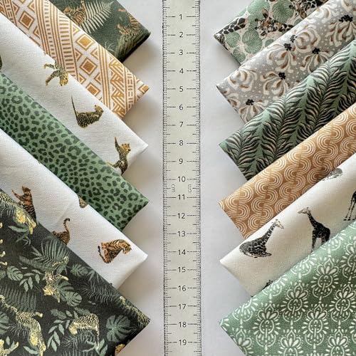 60-Piece Neutral Nature Patchwork Cotton Fabric Squares – 8×8 inch (20×20 cm), 100% Cotton 140 GSM, Pre-Cut Quilting Fabric Bundle, Made in Türkiye - color: Wild Jungle Mix, size: 60pcs 8x8 inch