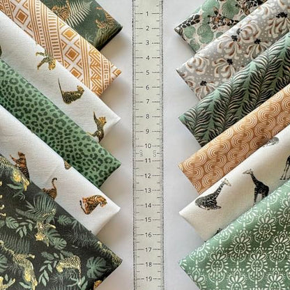 60-Piece Neutral Nature Patchwork Cotton Fabric Squares – 8×8 inch (20×20 cm), 100% Cotton 140 GSM, Pre-Cut Quilting Fabric Bundle, Made in Türkiye - color: Wild Jungle Mix, size: 60pcs 8x8 inch