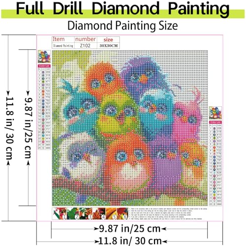 Shouruihua Diamond Painting Kits for Adults, Bird Diamond Art Kits | Funny Animals, Gem Art, Diamond Dotz Kits, Diamond Dots, Full Round Drill Diamond Painting Kits for Adults, 11.8x11.8 in - color: Funny Little Bird