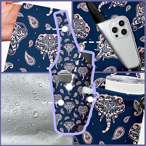 Yoga Bag for Women, Large Yoga Mat Bag Tote Carrier with Wet Dry Pocket | Water Bottle Holder & Adjustable Strap, Fits 1/2" Thick Yoga Mat for Gym, Pilates, Travel, Work - color: Blue Elephant