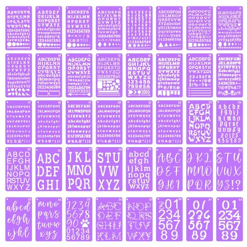40 Pcs Letter Stencils for Painting,Alphabet & Number Templates for Journal | Letter & Number Stencils, 6 Size Options From 0.3 To 1.45 Inch, Reusable Pet Plastic, Ideal For Journaling, Scrapbooking