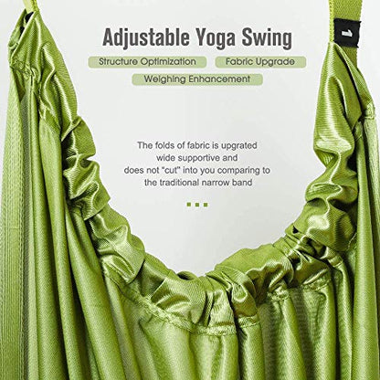 Yoga Stretching Strap, Adjustable Height Leg Stretcher Waist Back Stretch Band Aerial Yoga, Anti-gravity Inversion Exercises Door Flexibility Tensile Trainer for Rehab Pilates Dance Splits (Green)