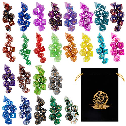 Polyhedral Dice Set- 25 X 7 (175 Pieces) DND Dice with Storage Pouch - color: 25sets-2