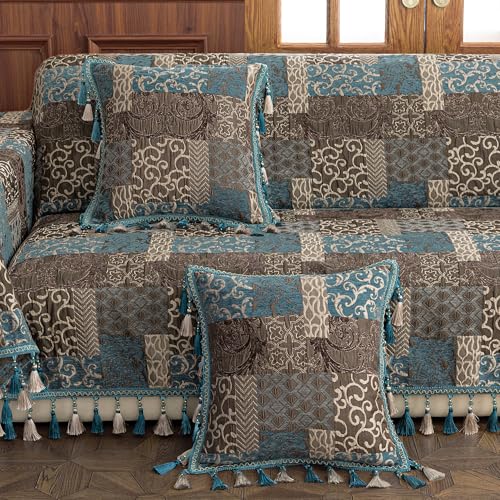 Loom and Mill Blue Patchwork Throw Pillow Cover 20 x 20 Inches 1 Piece - color: Blue