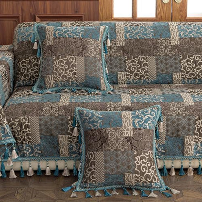 Loom and Mill Blue Patchwork Throw Pillow Cover 20 x 20 Inches 1 Piece - color: Blue
