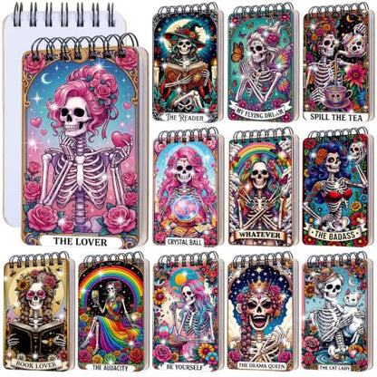 Fuyoooo 12 Pcs Skull Diamond Art Notebook Kits for Adults | DIY Halloween Diamond Painting Notebook, Horror Cover Notepad, 5d Pink Skull Journal Art Crafts, DIY Accessories with Tools - style: Skull