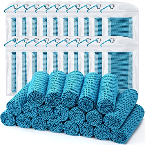 Cooling Towel (Pack of 20, 40"x12") with Pouches for Sports - color: 20lightblue