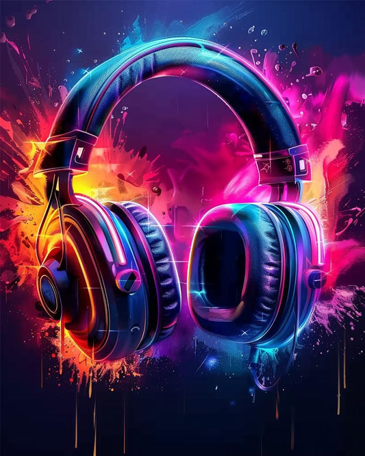 Dazzle On-Ear Headsets Paint by Number Kits 16 x 20 inch Canvas DIY Painting for Kids Students Adults Beginners with Brushes Acrylic Pigment Perfect for Gift Home Decor Graffiti Style(with Frame) - color: Artwork 05, size: 16''x20''(DIY frame)