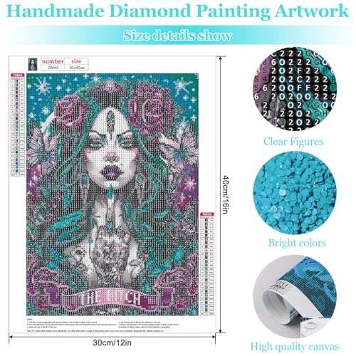 MAXBYE Diamond Art, Bitch Tarot 5D Diamond Painting for Adults & Kids, Full Drill DIY Gem Art Craft Kit, Relaxing Hobby Wall Decor for Home 12x16in - color: ZD065