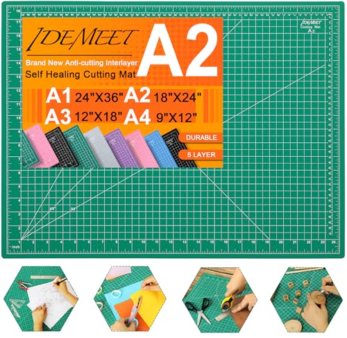 Density-upgraded 18" x 24" Self Healing Sewing Mat, Idemeet Rotary Sewing Mat for Crafts, 5-Ply Cut Board for Fabric Leather Cutting Quilting Modeling Hobby Project, Scale Size 18" x 24", Green - color: Green, size: 24"L x 18"W
