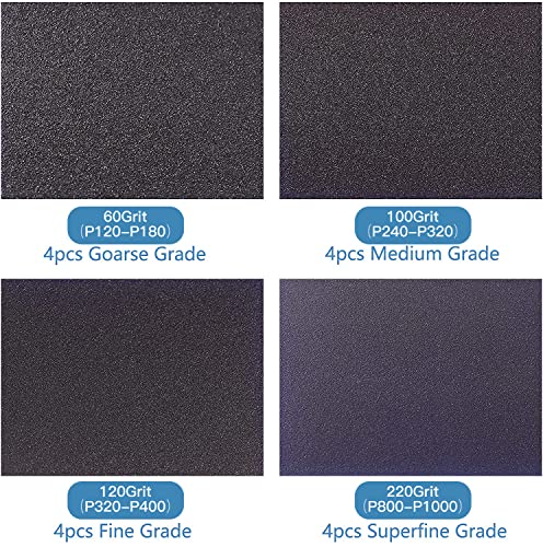 16Pcs 60/100/120/220 Grit Sanding Sponge, Jamiikury Wet Dry Sanding Blocks Washable and Reusable Sandpaper Sponge for Wood Metal FurniturePaint and Drywall (Coarse, Medium, Fine - size: 60/100/120/220 Grits