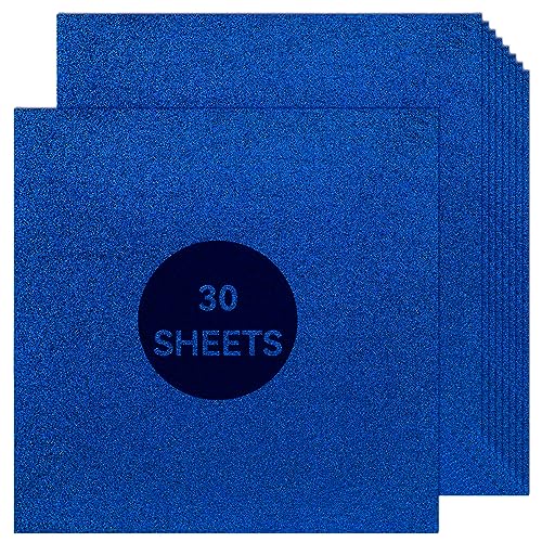 Blue Glitter Cardstock 12 x 12, Paper for Cricut, Thick Card Stock for Card Making, Scrapbooking, Craft(250Gsm 30Sheets) (Blue… - color: Blue