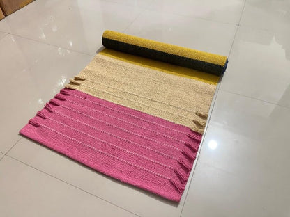Payal Rugs Cotton Yoga Mat - Eco-Friendly Hand-Woven Rug - Non Slip & Thick (24”x72”x5mm) for Yoga Everyday Fitness at Home - Comfortable Extra-Long - color: Multicolor 02