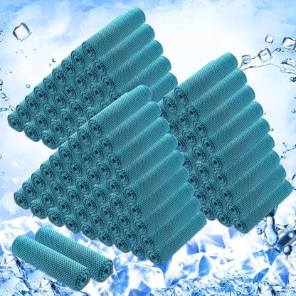 Hosuly 150 Pack Cooling Towels Bulk 40 x 12 Inch Large Chilly Breathable Sweat Sports Cold Towels Sublimation Microfiber Ice Neck Rag for Hot Weather Workout Gym Team Gift (Blue) - color: Blue