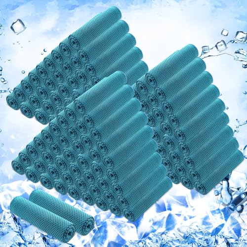 Hosuly 150 Pack Cooling Towels Bulk 40 x 12 Inch Large Chilly Breathable Sweat Sports Cold Towels Sublimation Microfiber Ice Neck Rag for Hot Weather Workout Gym Team Gift (Blue) - color: Blue