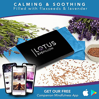 Lotus Lavender Eye Pillow - Weighted Mask for Yoga & Sleep, Blue - color: Blue