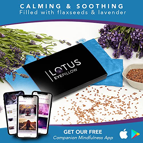 Lotus Lavender Eye Pillow - Weighted Mask for Yoga & Sleep, Blue - color: Blue
