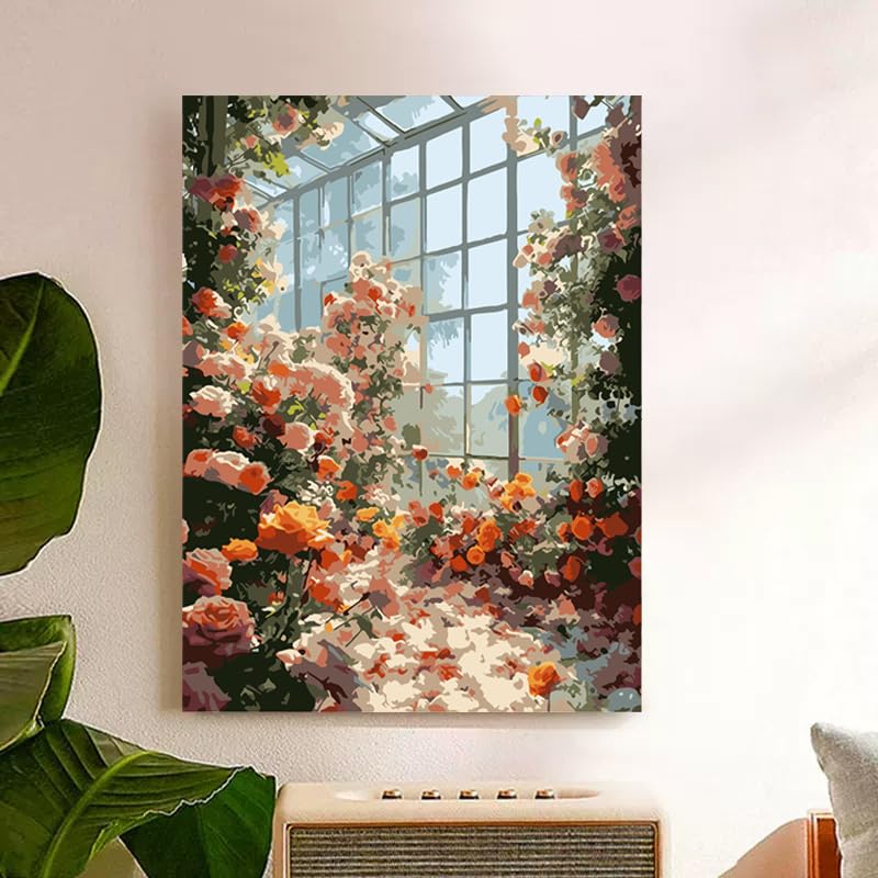 ZRIZQ Paint by Numbers Kit for Adults Beginners,Floral DIY Painting Set,Relaxing Creative Craft Activity,16x20 Inch-Flowers 13 - color: 16"X20"Rolled Canvas(Frameless)-Flowers 13
