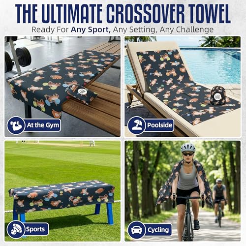 CHEEKY WINX Microfiber Gym Towel – Highly Absorbent Microfiber Sweat Towel, Quick-Dry Lightweight Design, Odour-Resistant Fabric, Matching Carry Bag, Sloth, Large (120 x 60 cm) - color: Sloth, size: Large