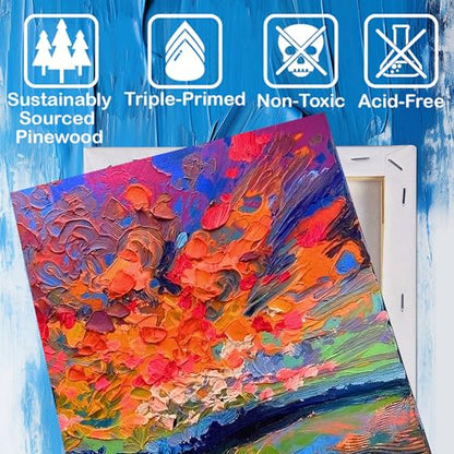 4 Packs Blank Canvases for Painting with 8x10in,11x14in(2 of Each), Stretched Canvases for Acrylics, Oils & Other Painting Media, 100% Cotton, 5/8 Inch Profile of Super Value Canvas Pack - size: 4 Pack Mixed - 11×14IN 8×10IN