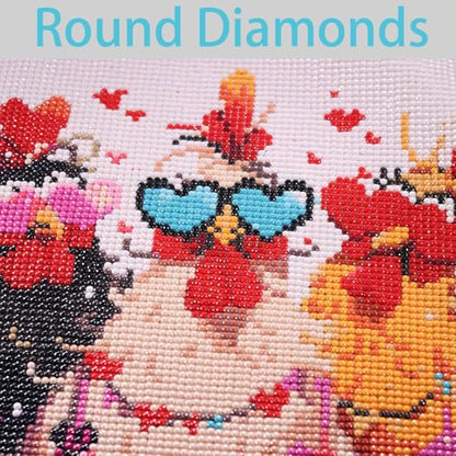 Diamond Art Painting Kits for Adults, Cute Love Chickens Full Drill Diamond Dots Paintings for Beginners, Round 5D Paint with Diamonds Pictures Gem Art Painting Kits DIY Funny Farm Animal Crafts Kits - color: Chicken 2