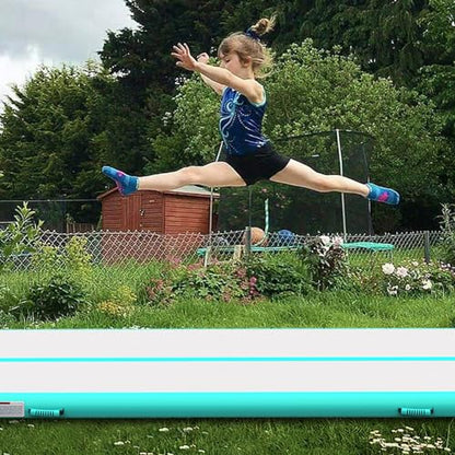 Air Mat Tumble Track, Gymnastics Mats Tumbling Track with Electric Air Pump for Home Use Cheerleading Training Kids Gym Yoga - color: Green, size: 10ftx3.3ftx4inch