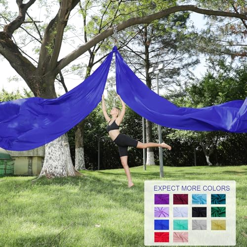 11 Yards Aerial Silks for home aerial yoga hammock Aerial Silks Kit | Aerial silks for gymnastics aerial yoga swing starter set - color: Royal Blue