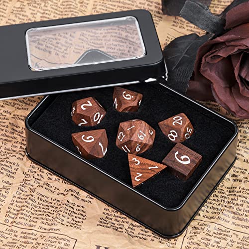 Wooden DND Dice Set Red Sandalwood Dice Set for D&D Tabletop Games - color: Red Sandalwood