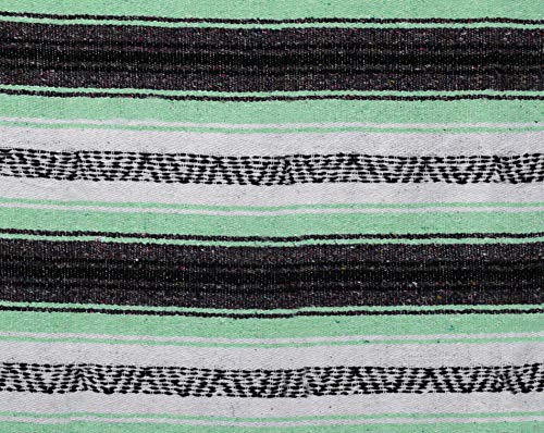 Open Road Goods Mexican Blanket - Authentic Serape Falsa Blanket - Handmade (Mint) - color: Mint