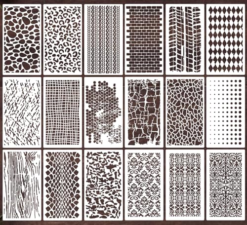 Stencils for Crafts Reusable Texture Stencils for Painting 8"x4" | Background Stencil Drawing Templates for Wood Canvas Furniture Scrapbooking - style: Basic