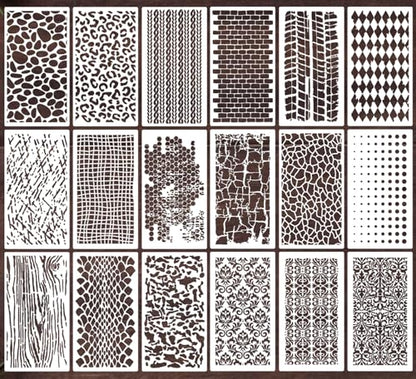 Stencils for Crafts Reusable Texture Stencils for Painting 8"x4" | Background Stencil Drawing Templates for Wood Canvas Furniture Scrapbooking - style: Basic