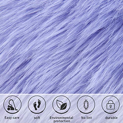 Softlife Square Faux Fur Sheepskin Chair Cover Seat Cushion Pad Super Soft Area Rugs for Living Bedroom Sofa (1.6ft x 1.6ft, Lavender) 1 pack - color: Lavender