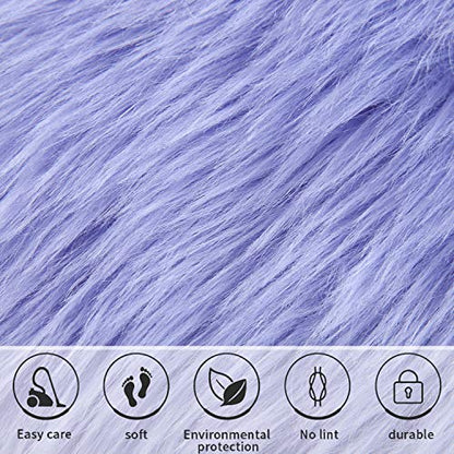 Softlife Square Faux Fur Sheepskin Chair Cover Seat Cushion Pad Super Soft Area Rugs for Living Bedroom Sofa (1.6ft x 1.6ft, Lavender) 1 pack - color: Lavender