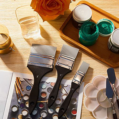 5 Pieces Silicone Paint Brush Set for Craft Color Shaper Tool Silicone Brushes Pointed Edged Solid Flat Flexible Acrylic and Water Based Painting Tool, 1 ", 1.5 ", 2 ", 2.5 ", 3 "