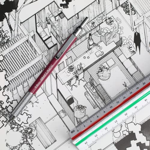 Alvin, Draft-Matic Mechanical Pencil, 0.3mm, Stainless Steel Drawing and Design Tool for Students and Professionals, Great for Drafting, Architecture, Engineering, and Art - color: Maroon