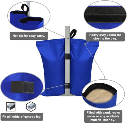 Eurmax USA 130LBS 4-Pack Universal Canopy Weights,Reinforced Double Pockets, Secure Wind Protection,Easy Wrap-Around Installation Heavy Duty Sandbags (Without Sand),Fits All Instant Shelter Legs,Blue - color: Blue, style: Twin Cylinder Sand