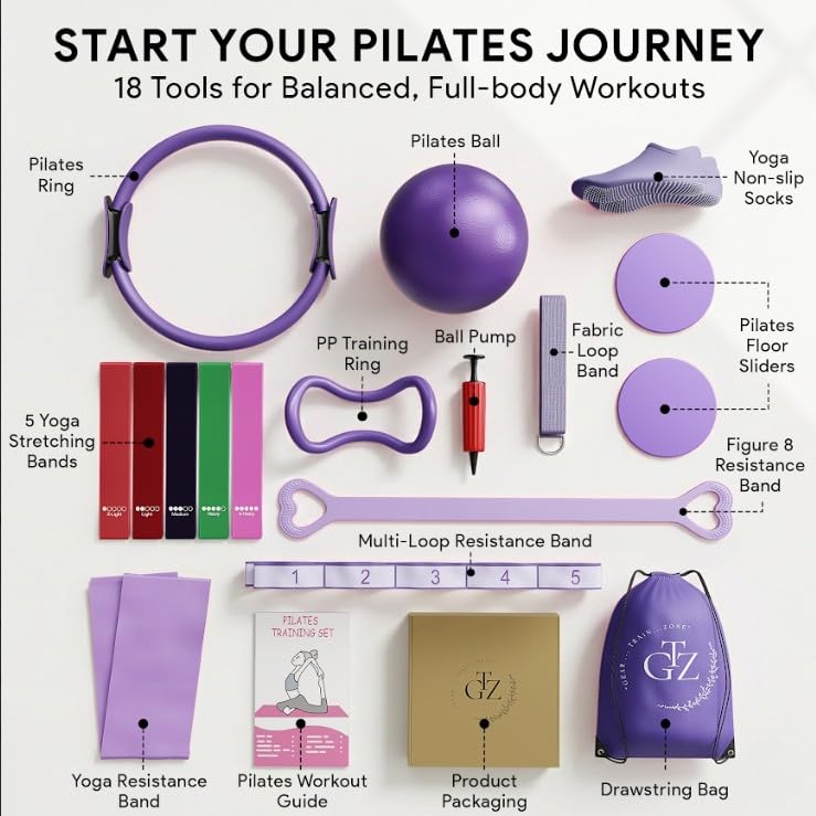 Pilates Equipment, Pilates Reformer, Home Pilates Kit - color: Purple