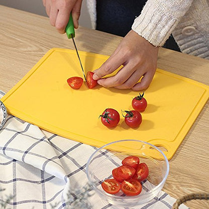 Liflicon Thick Silicone Cutting Board 12.6'' x 9.1'' Juice Grooves Easy Grip Handle Dishwasher Safe-Yellow - color: Yellow, size: 12.6"L x 9.1"W