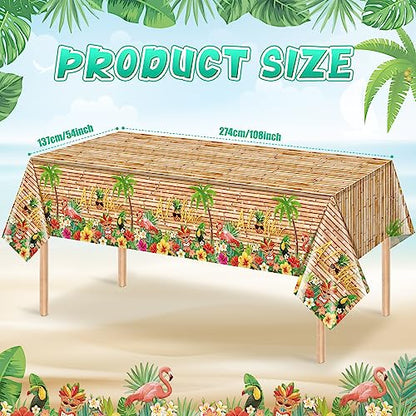 3Pcs Hawaiian Luau Tablecloth Tiki Party Tablecloths Tropical Table Cloth Plastic Disposable Rectangle Table Covers for Tiki Bar Tropical Summer Beach Pool Birthday Party Decorations ,108x 54 Inch - size: 3pcs