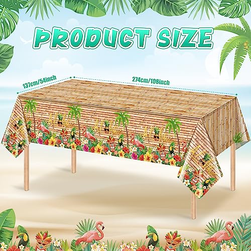 6Pcs Hawaiian Luau Tablecloth Tiki Party Tablecloths Tropical Table Cloth Plastic Disposable Rectangle Table Covers for Tiki Bar Tropical Summer Beach Pool Birthday Party Decorations ,108x 54 Inch - size: 6pcs